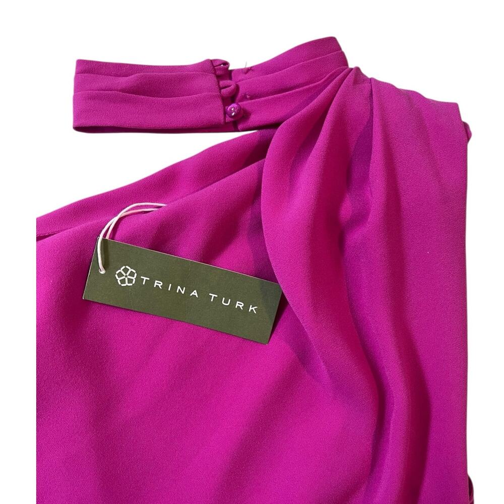 Trina Turk NIAN One Shoulder Cocktail Shift Dress | Sz 2, Phlox Pink *Flaw* - Picture 8 of 9